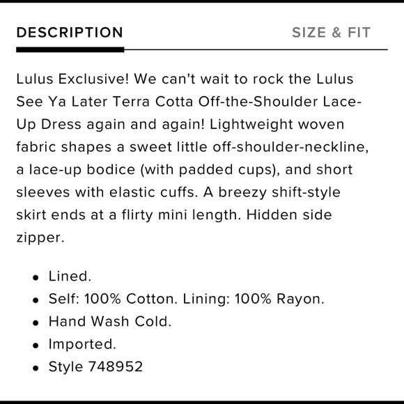 LULUS See Ya Later Terra Cotta Off-the-Shoulder Lace-Up Dress - Picture 4 of 4